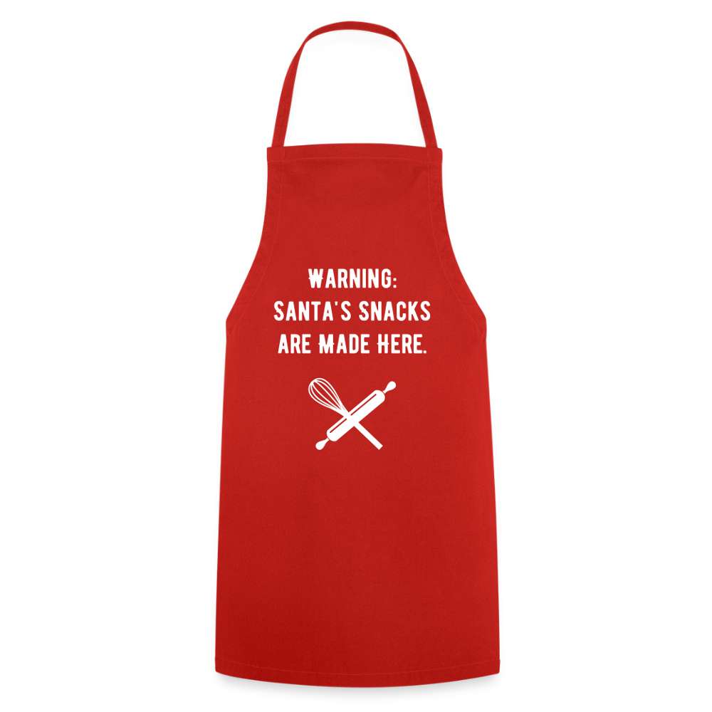 Cooking Apron "Warning: Santa's snacks are made here" - red