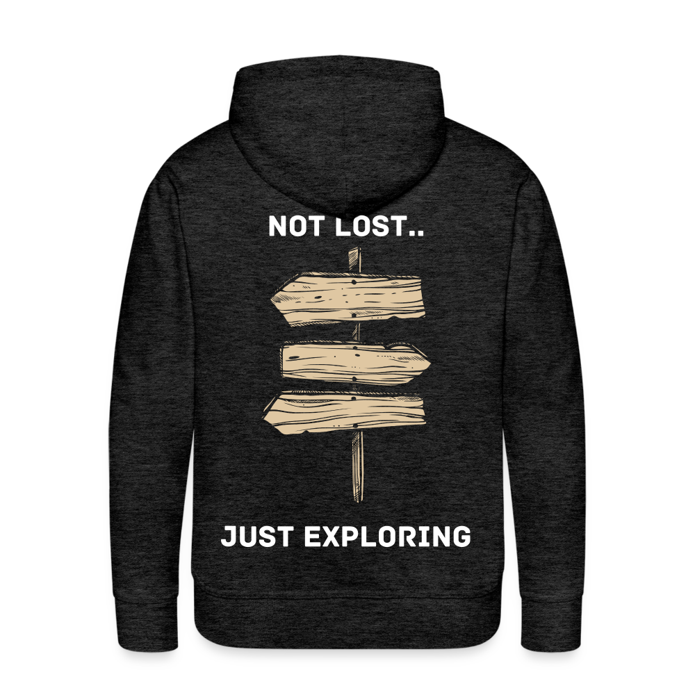Men’s Premium Idyo Hoodie "Not lost just exploring" - charcoal grey