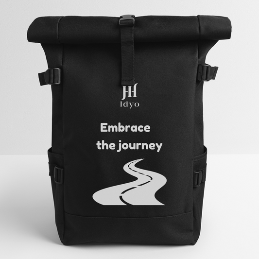 Roll Top Idyo Backpack "Embrace the Journey" - black