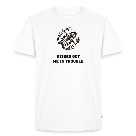 Men’s  Idyo T-Shirt "Kisses got me in trouble" - white