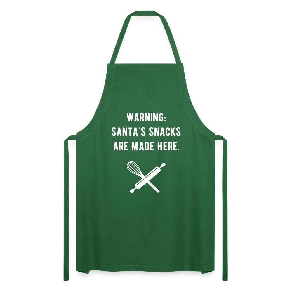 Cooking Apron "Warning: Santa's snacks are made here" - green