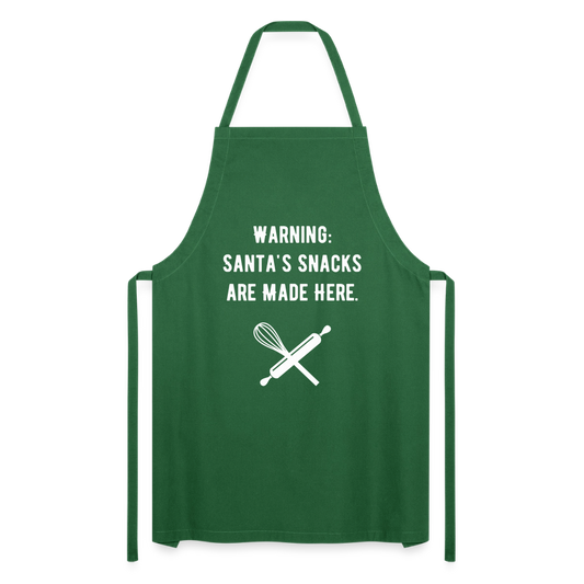 Cooking Apron "Warning: Santa's snacks are made here" - green
