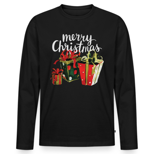 Men's  Organic Idyo Long Sleeve Shirt "Merry Christmas" - black