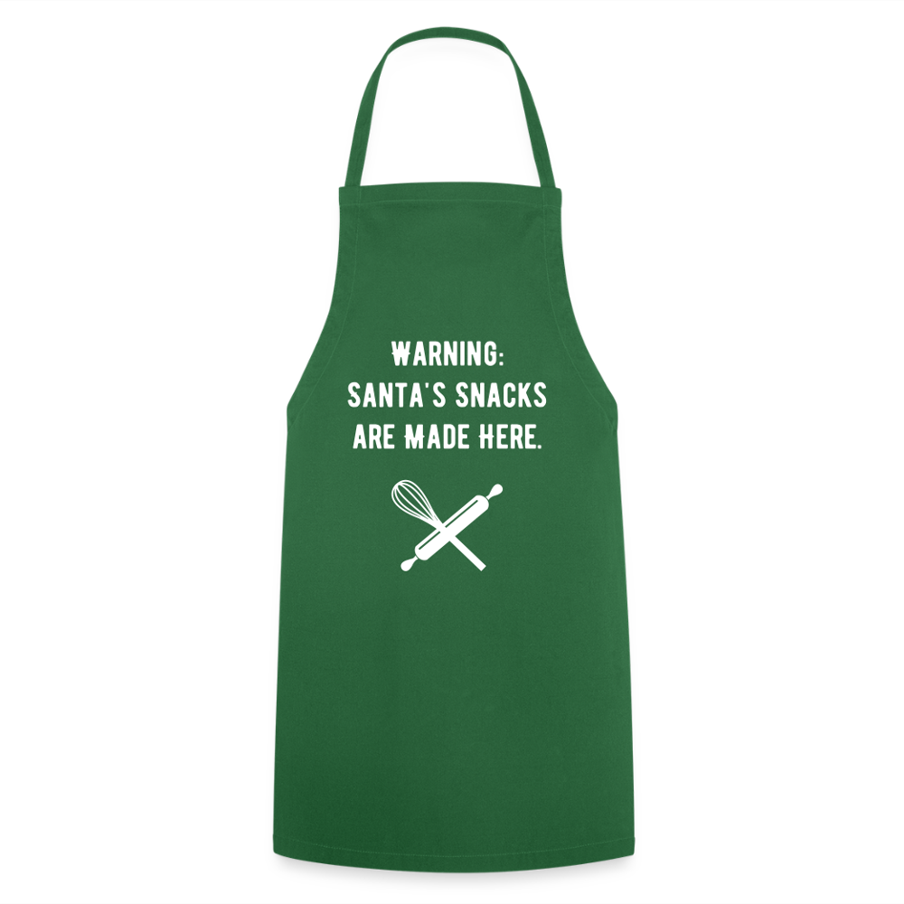 Cooking Apron "Warning: Santa's snacks are made here" - green