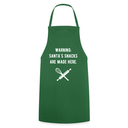 Cooking Apron "Warning: Santa's snacks are made here" - green