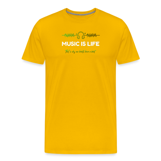 Men’s   Idyo T-Shirt "Music is life" - sun yellow