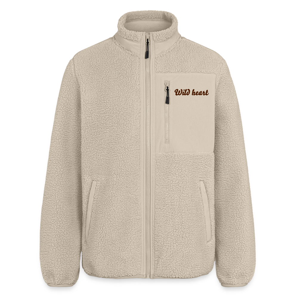 RELAXED FIT Unisex sherpa jacket "Wild heart" - beige