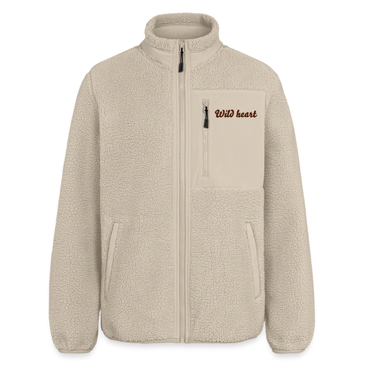 RELAXED FIT Unisex sherpa jacket "Wild heart" - beige