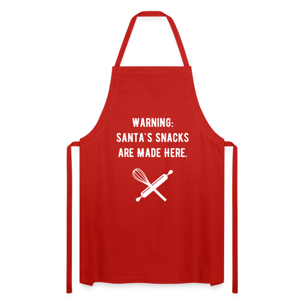 Cooking Apron "Warning: Santa's snacks are made here" - red