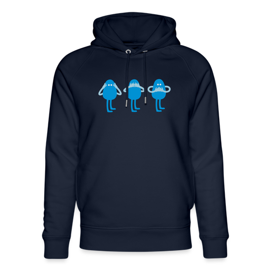Unisex Organic Idyo Hoodie "Deaf, blind and mute" - navy