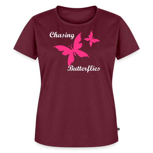 Women’s Idyo T-Shirt "Chasing Butterflies" - burgundy