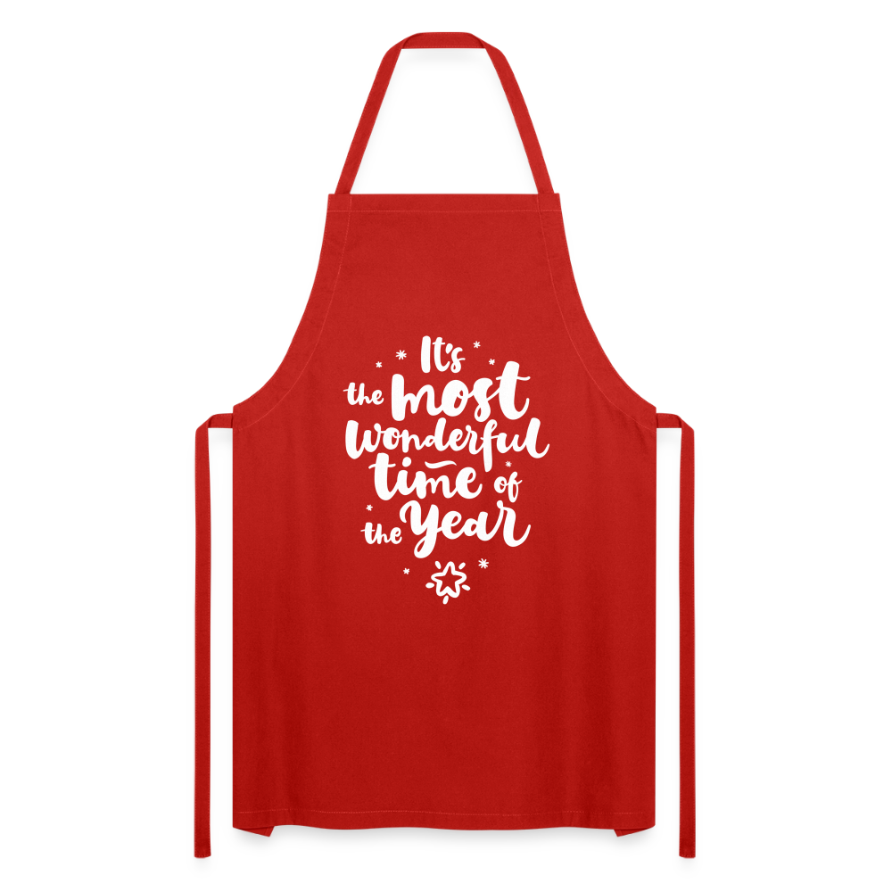 Cooking Apron "Its the most wonderful time of the year" - red