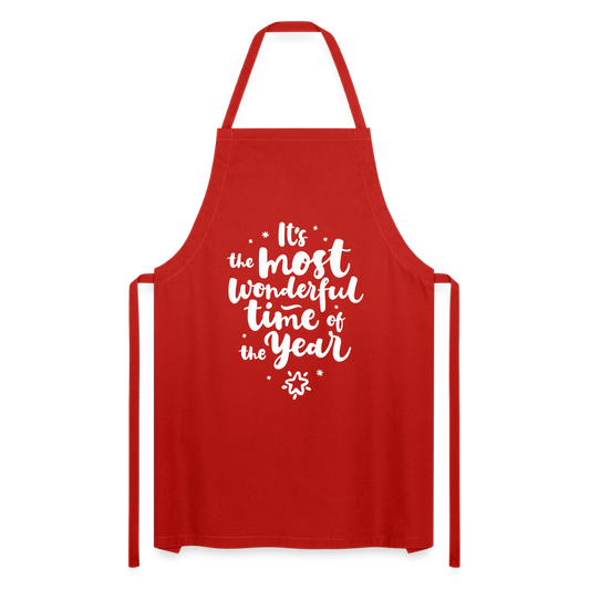 Cooking Apron "Its the most wonderful time of the year" - red