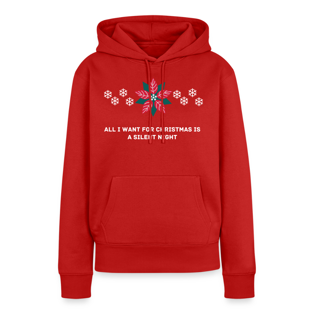 Women’s Idyo  Hoodie "All I want for christmas is a silent night" - red