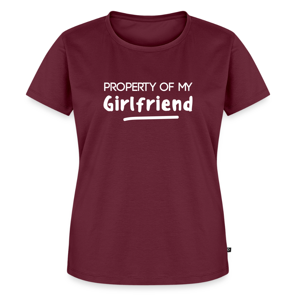 Women’s Idyo T-Shirt "Property of my girlfriend" - burgundy