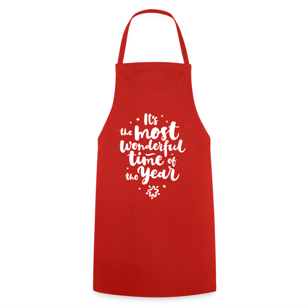 Cooking Apron "Its the most wonderful time of the year" - red