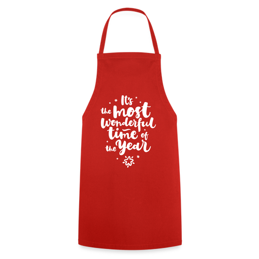 Cooking Apron "Its the most wonderful time of the year" - red