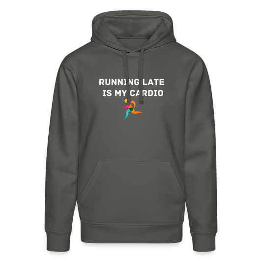 Unisex Organic Idyo Hoodie "running late is my cardio" - anthracite