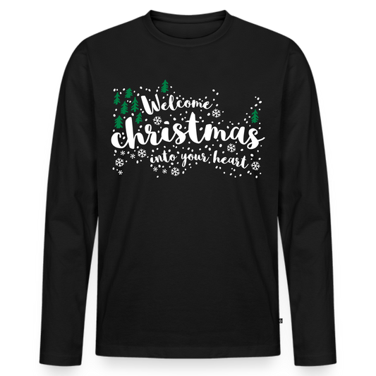 Men's  Organic Idyo Long Sleeve Shirt "Welcome christmas into your heart" - black