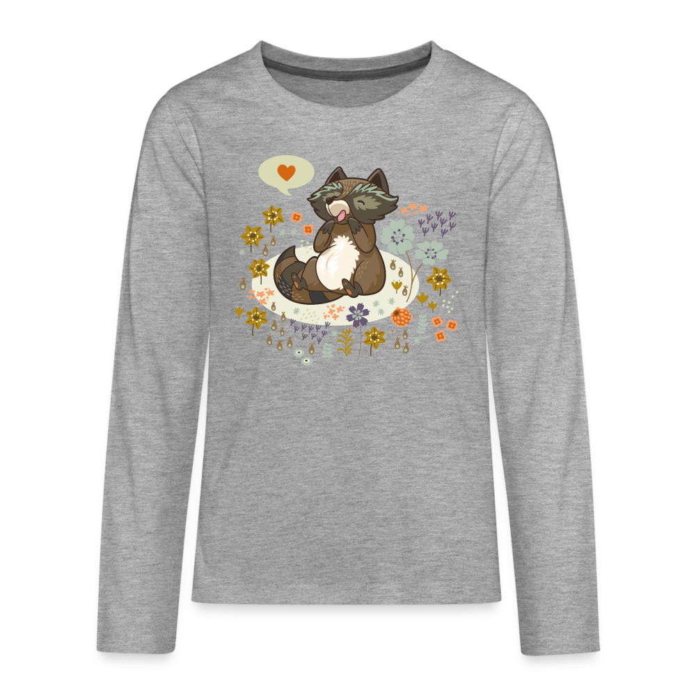 Teenagers' Premium Idyo Longsleeve Shirt "Raccoon" - heather grey