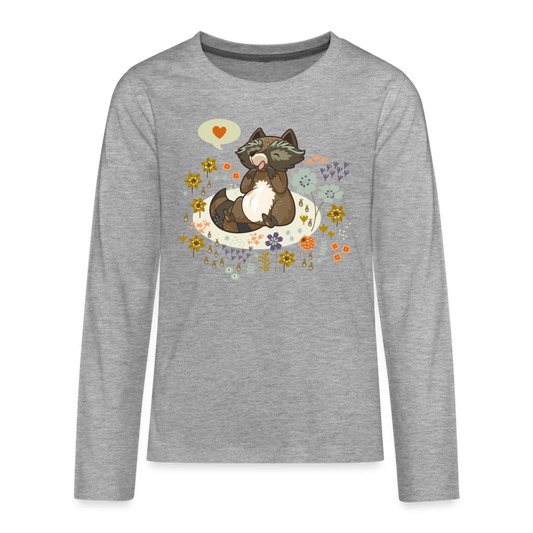 Teenagers' Premium Idyo Longsleeve Shirt "Raccoon" - heather grey