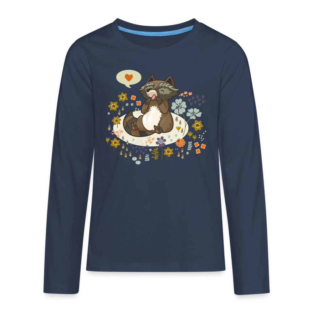 Teenagers' Premium Idyo Longsleeve Shirt "Raccoon" - navy