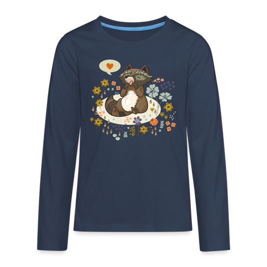 Teenagers' Premium Idyo Longsleeve Shirt "Raccoon" - navy