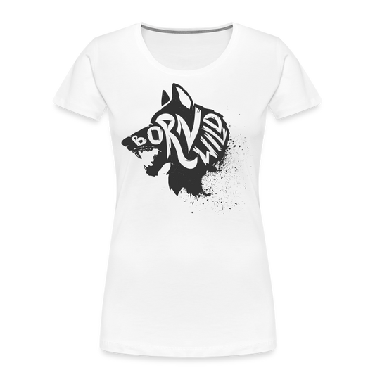 Women's Premium Idyo T-Shirt "Born wild" - white