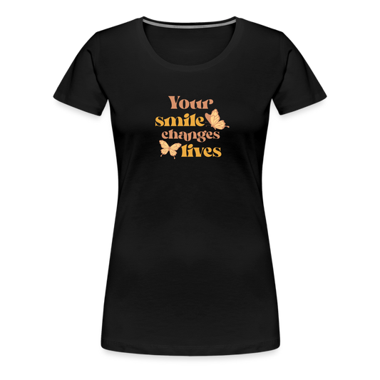 Women’s Premium  Idyo T-Shirt  "Your smile changes lives" - black