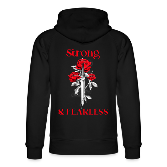 Unisex Organic Idyo Hoodie "Strong and Fearless" - black
