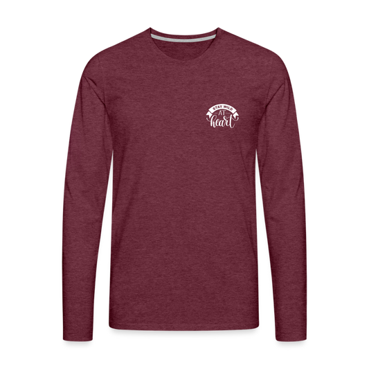 Men's Premium Idyo Longsleeve Shirt "Stay wild at heart" - heather burgundy
