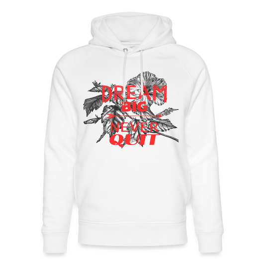 Organic Idyo Hoodie "Dream big never Quit" - white